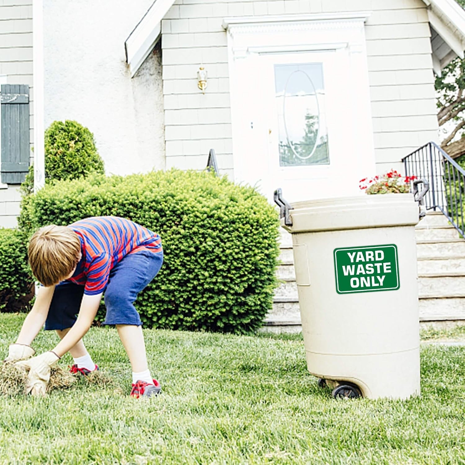 Recycling Made Easy: 4 Pack of 10" x 7" Yard Waste Vinyl Signs – Waterproof