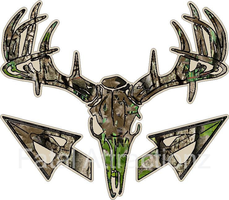 Tan Camo Deer Skull S4 Arrows Vinyl Sticker Decal hunting buck bow whitetail