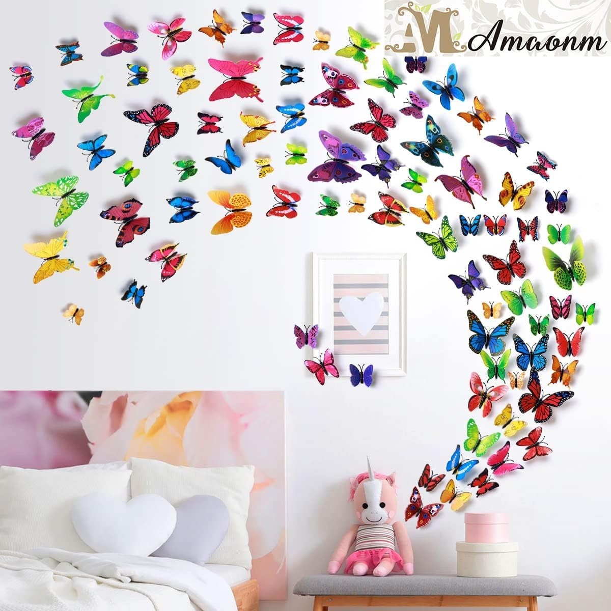 Amaonm 72 Pcs 3D Butterfly Wall Stickers Colorful Butterflies Wall Decor DIY …