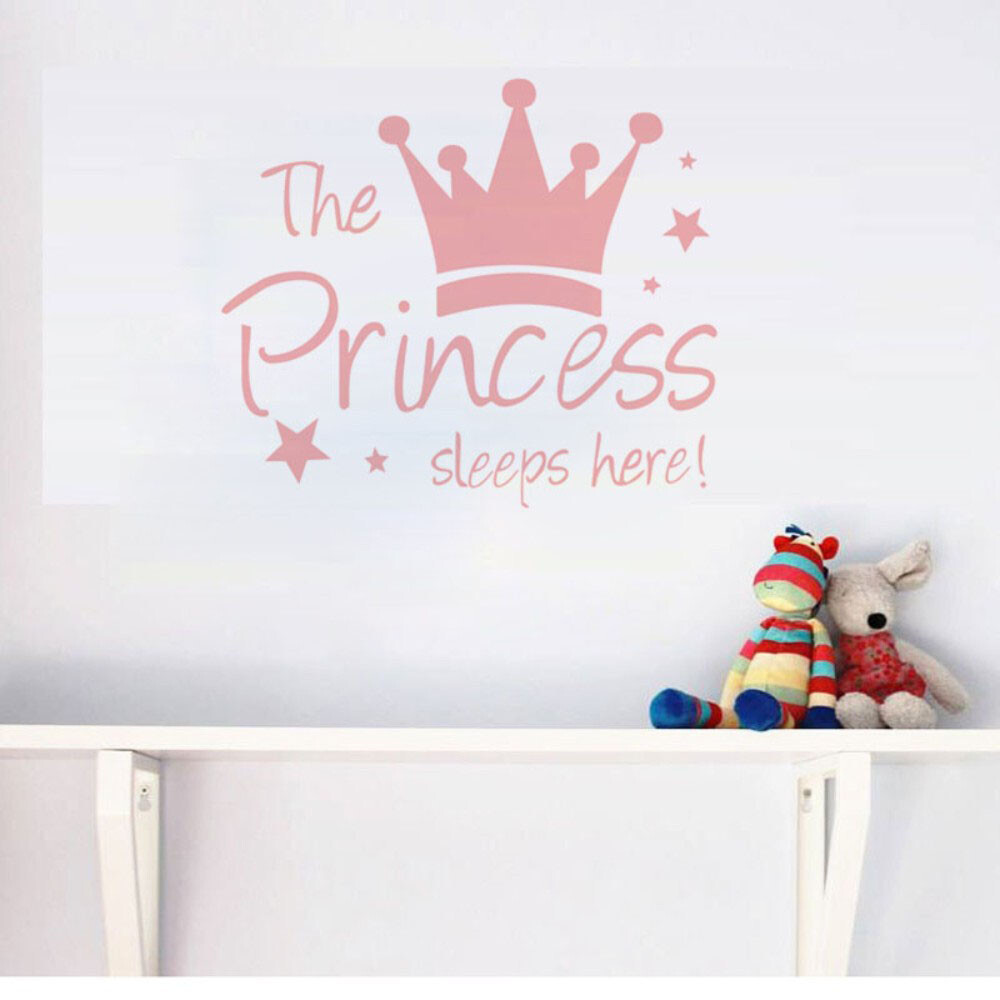 Princess Prince Sleep Here Wall Sticker Girls Boys Kids Baby Room Mural