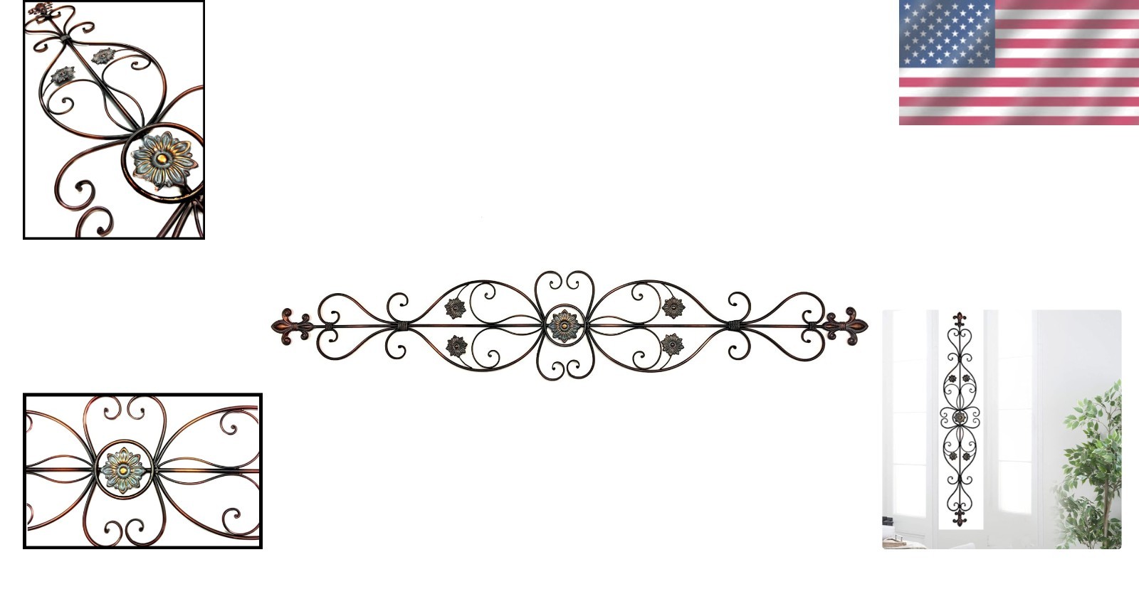 55" Elegant Metal Wall Scroll Plaque