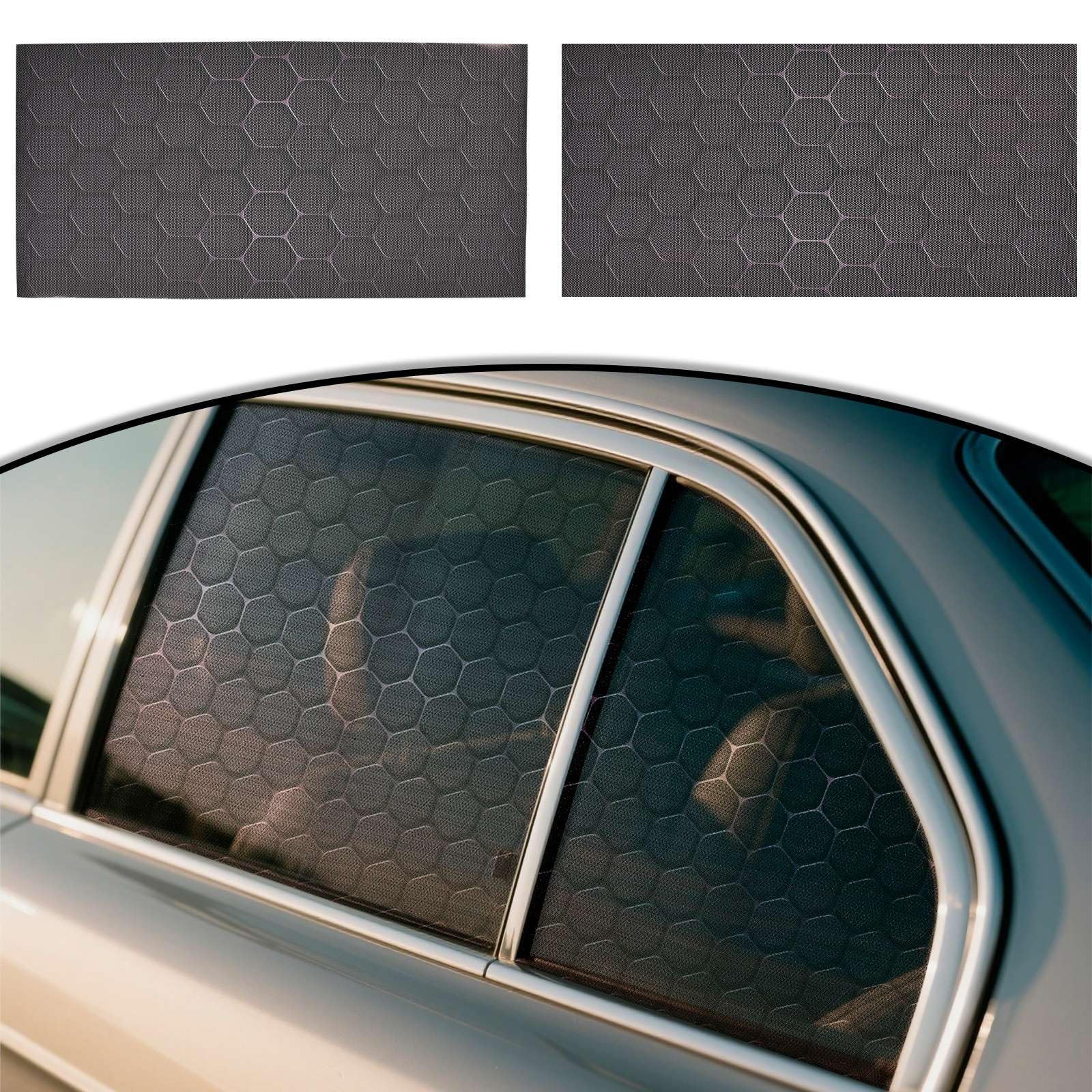 2PCS Car Rear Side Window Stickers – 35″×17″, Honeycomb Pattern PVC -Way Priv…