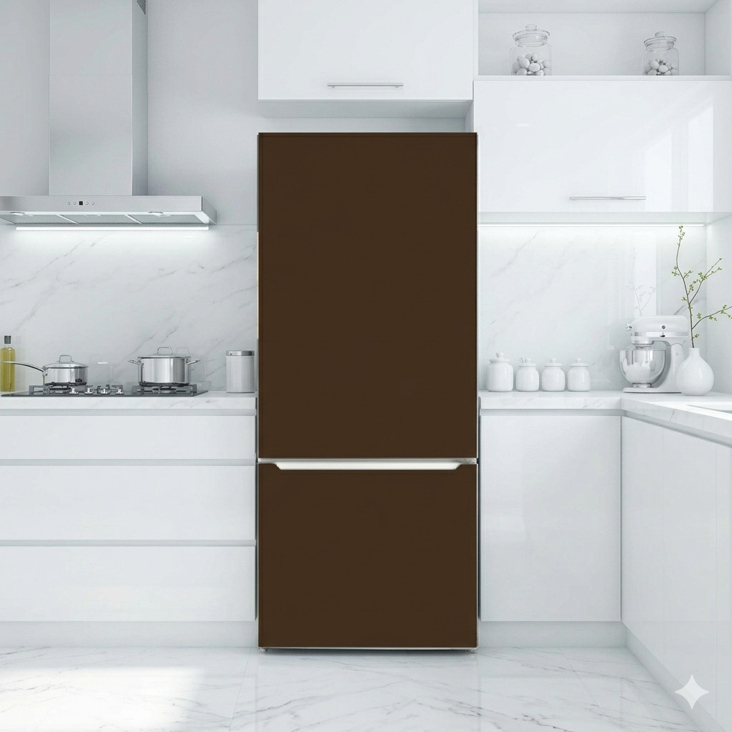 Brown Solid Color Modern Fridge Wrap Solid Color Refrigerator Skin