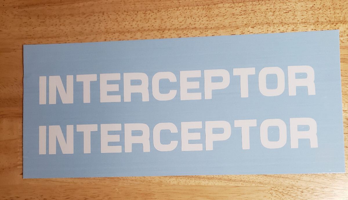 Max INTERCEPTOR police vinyl STICKERS Decals Gloss white 8" (2) USA