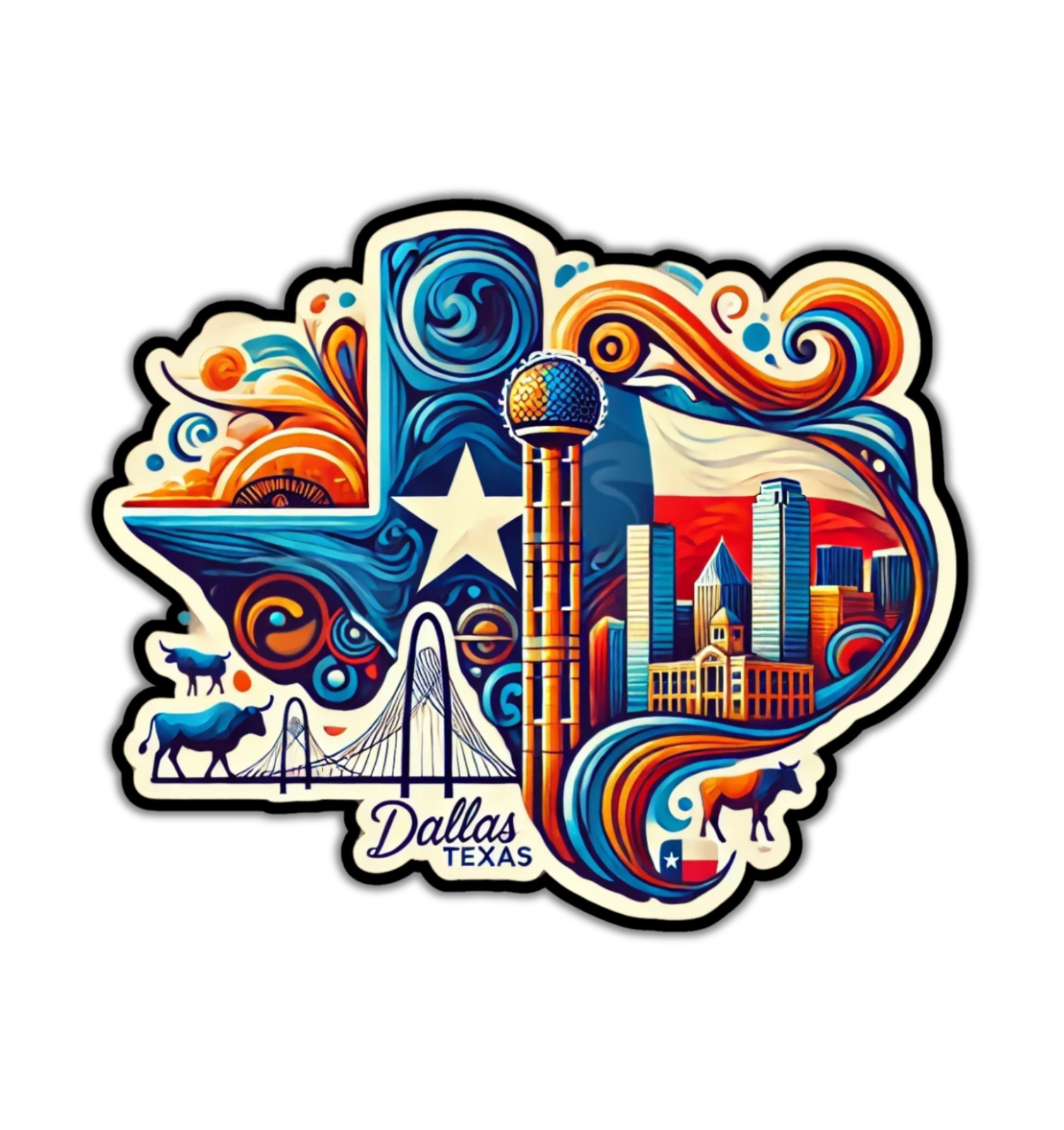 Dallas Texas Fridge Magnet or Laptop Sticker