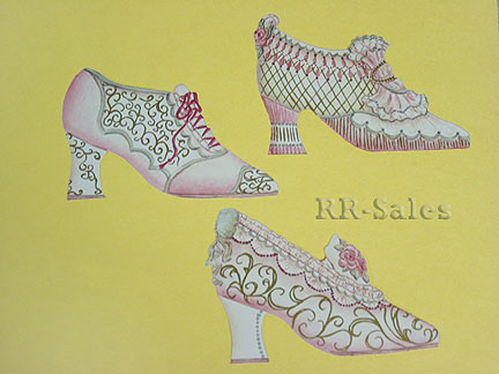 Antique Pink Vintage Shoes Boot Gold Trim 25 New Wallies Boots Stickers Decals