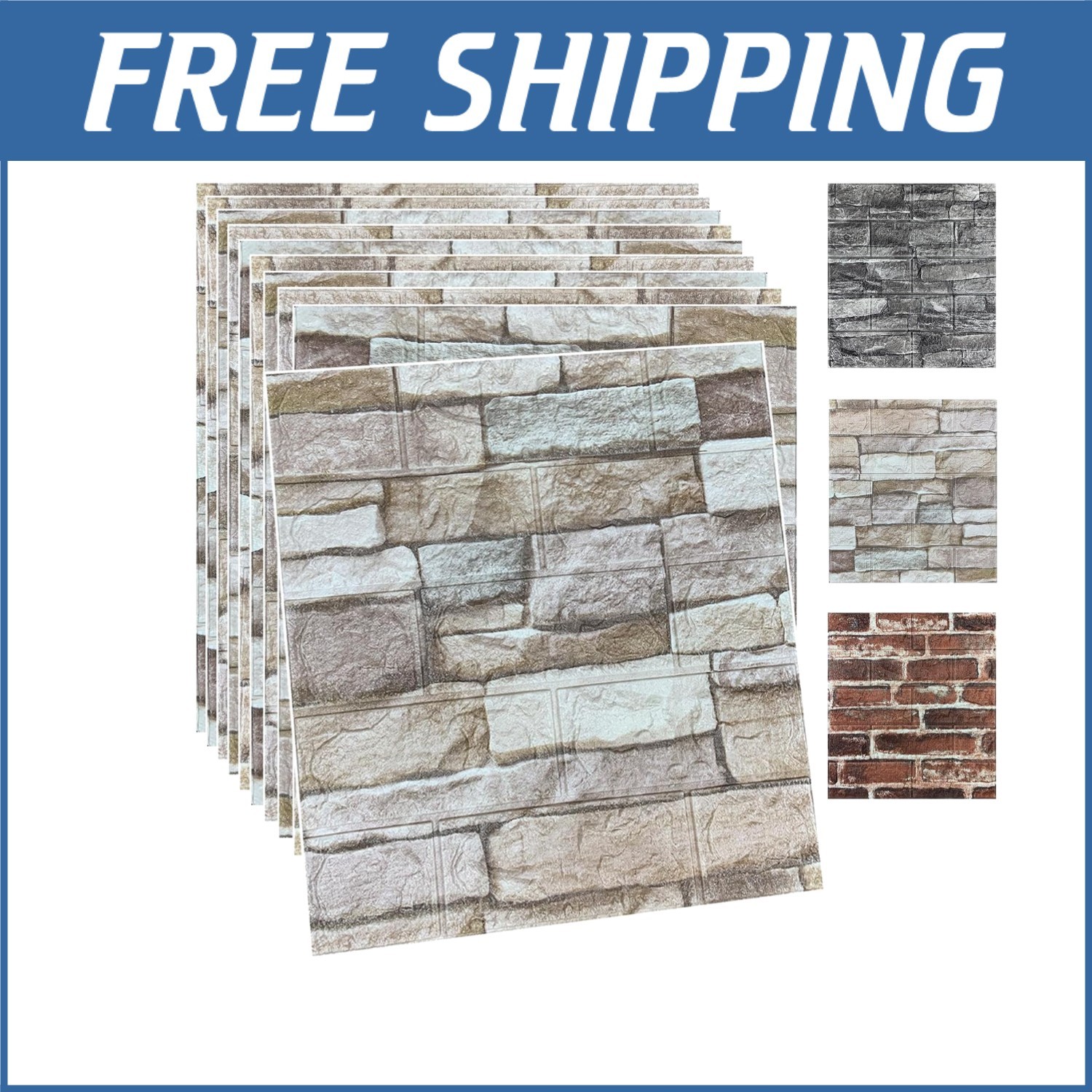 Elegant 3D Peel and Stick Wall Panels – 20PCS Faux Stone for Home Makeover^