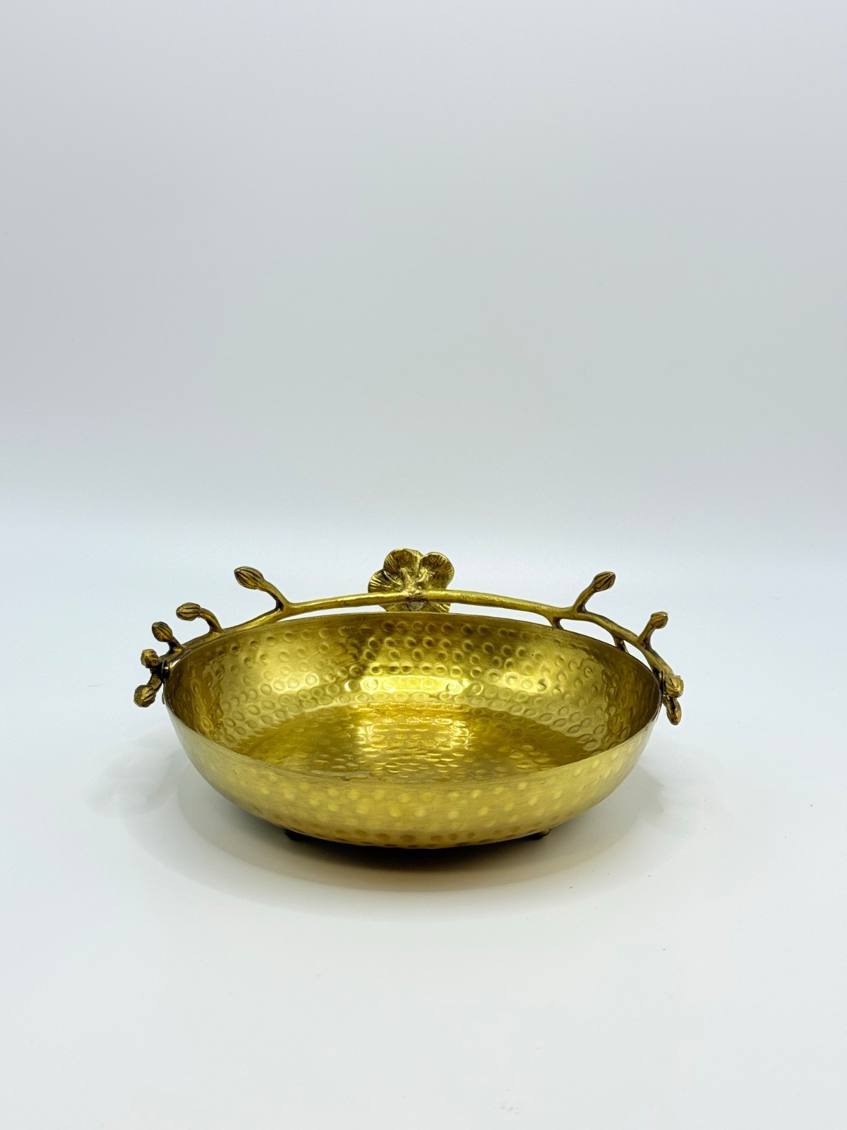 Heavy Copper Decorative Bowl with Floral Handle 🌸 Elegant Trinket & Candy Dish