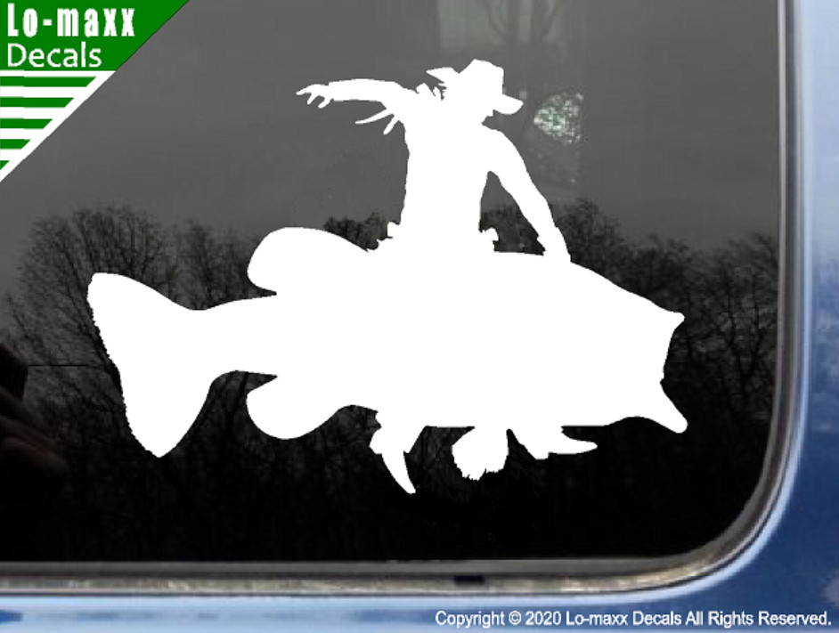 Largemouth Bass Rodeo Cowboy Western Freshwater Fishing Die Cut Vinyl Decal