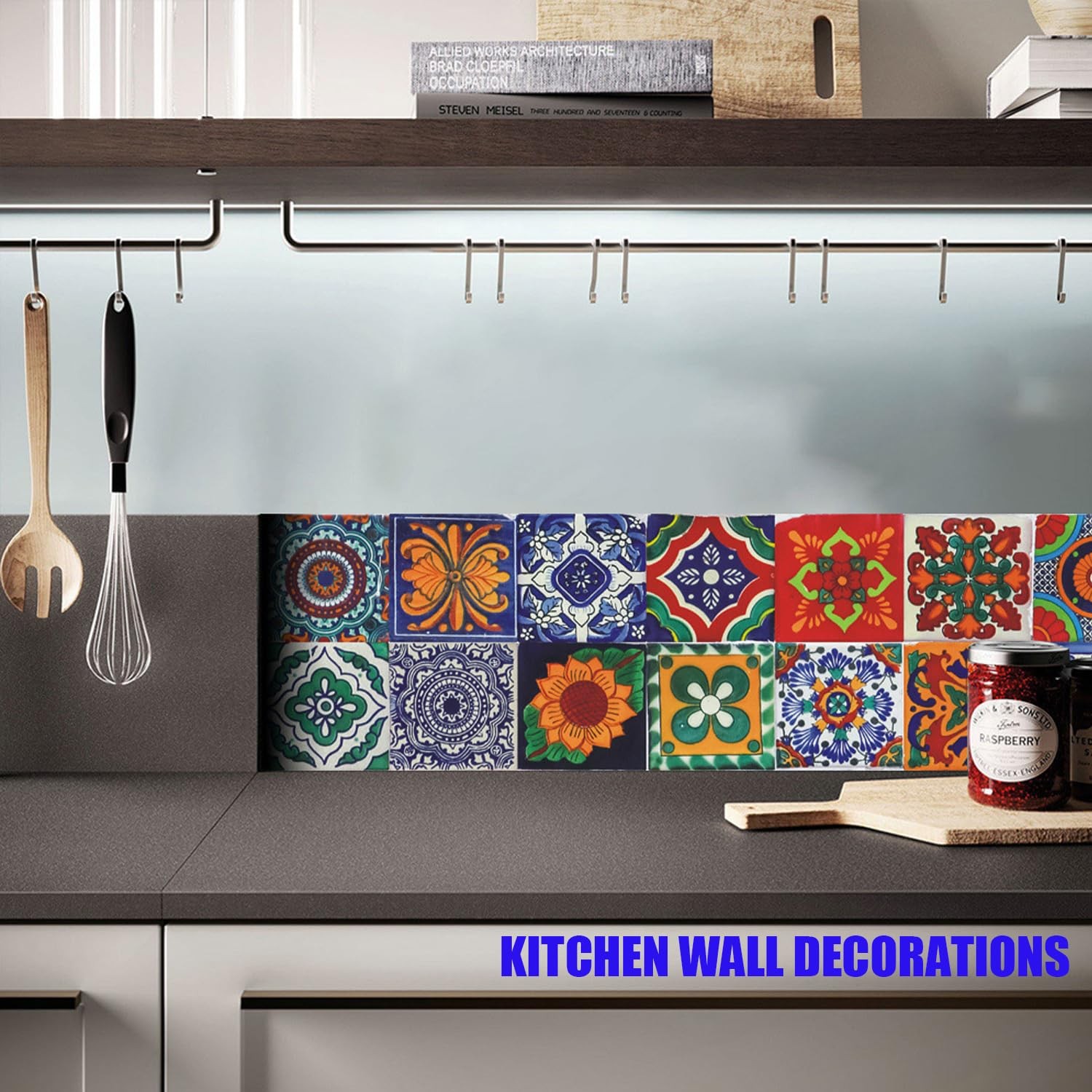 24Pcs Tile Stickers 3.93×3.93 Inch Bohemian Style Peel and Stick 4x4in
