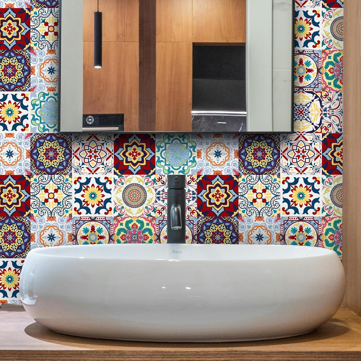 24 PCS (6"X6") Retro Mexican Tile Sticker Peel and Stick Wall Decals Talavera Ki