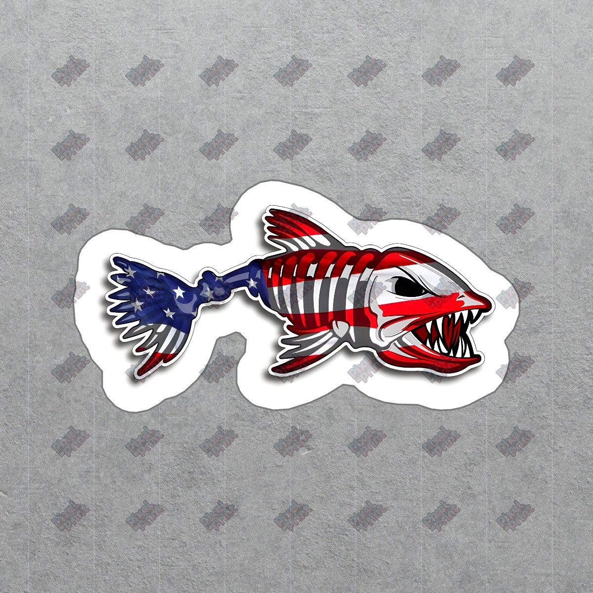 Bold American Flag Fish Vinyl Sticker Unique Decal for Outdoors, #880943