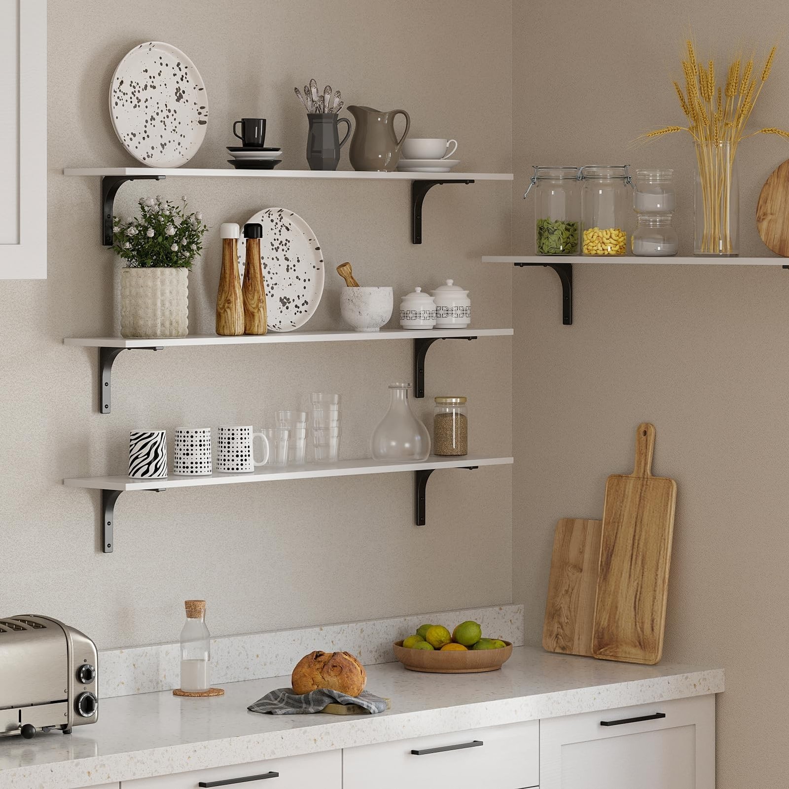 DINZI LVJ Long Wall Shelves, 55.1Inch Wall Mounted Shelves Set of 2, Extra La…