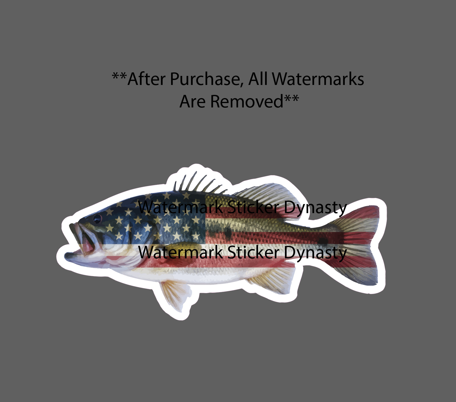 Bass American Flag Sticker Waterproof Decal USA Fish Fishing Outdoor Gift NEW