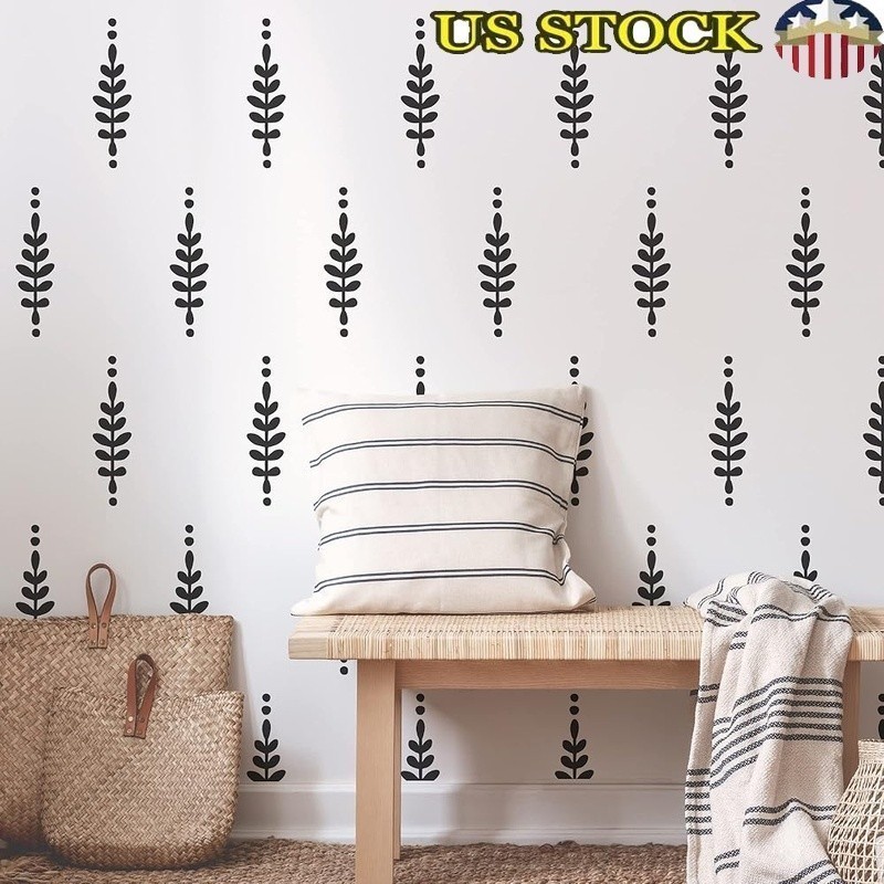 Peel & Stick Removable Wall Decals Waterproof Floral Leaves Home Decor 40 Pieces