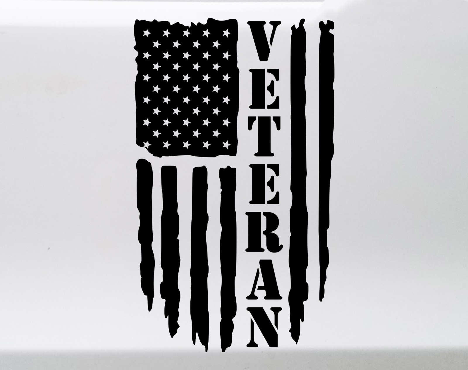 Distressed US Flag Veteran V2 Vinyl Decal – Military Patriotic Sticker