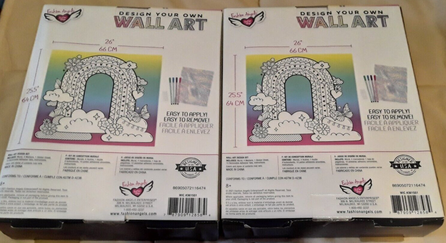 Fashion Angels Design Your Own Wall Art Craft Set Lot of 2 Rainbow 26" x 25.5"