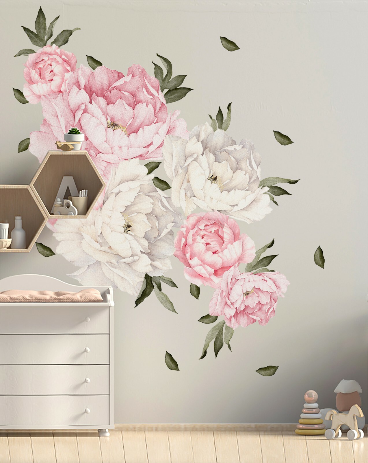 28 Piece Peony Flowers Wall Decal Set Floral Wall Sticker Bedroom Living Room