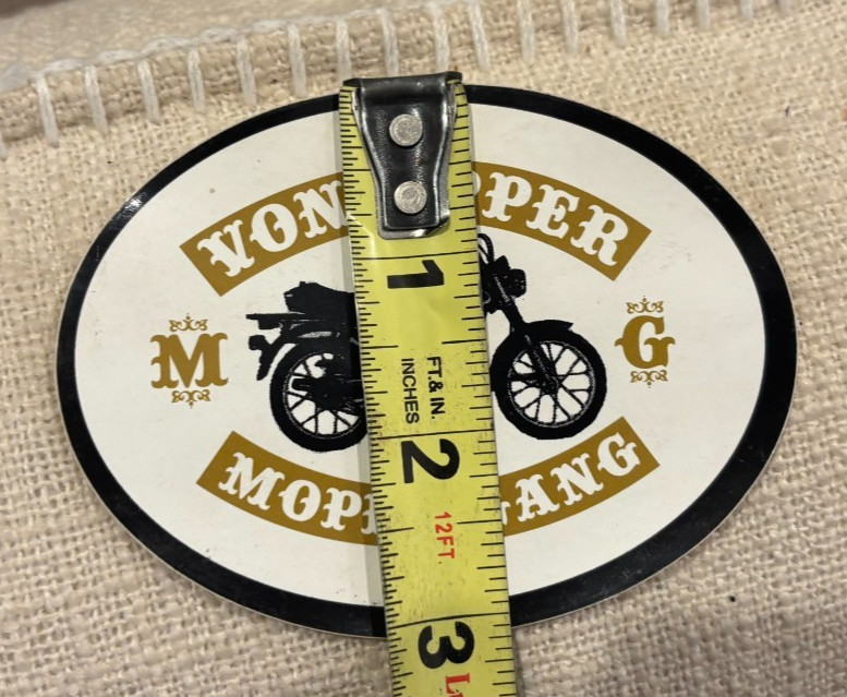 Vonzipper Moped Gang Sticker! 1960's Style! Oval! Black, White and Gold ~Honda