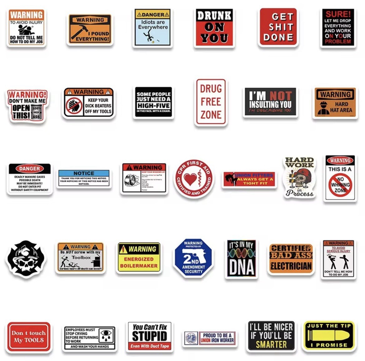 Hard Hat Trades Style MINI Stickers 98pk Adult Humor Funny Trades FREE SHIPPING