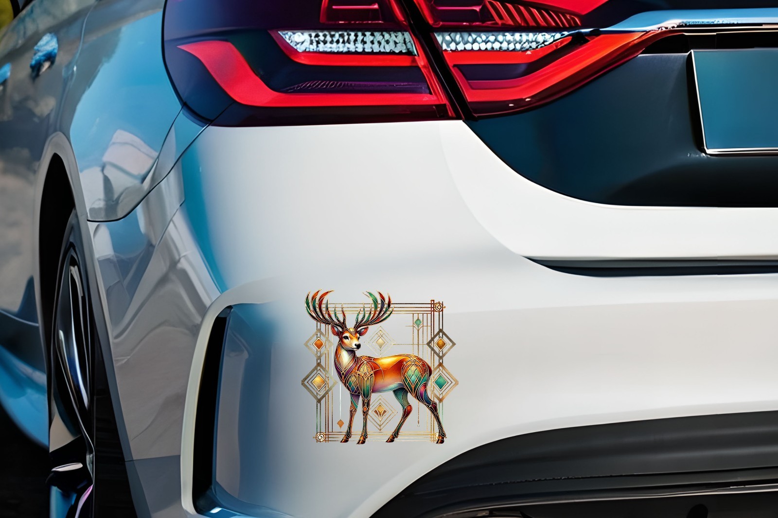Art Deco Deer UV DTF Transparent Sticker / Decal