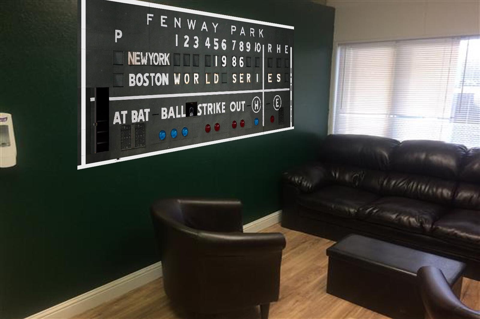 Fenway Park Scoreboard 30" x 67" Removable World Series 1986 Board Custom