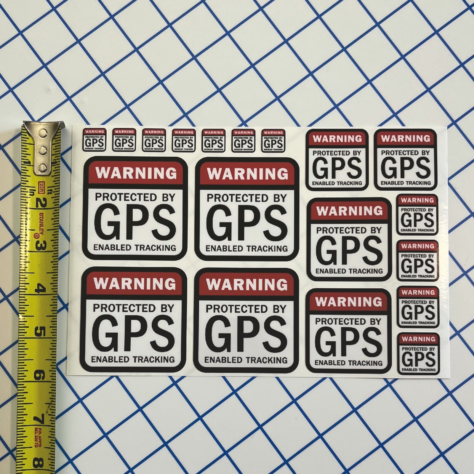 19 PACK GPS Tracking Warning Theft Deterrent Laminated Stickers High Quality