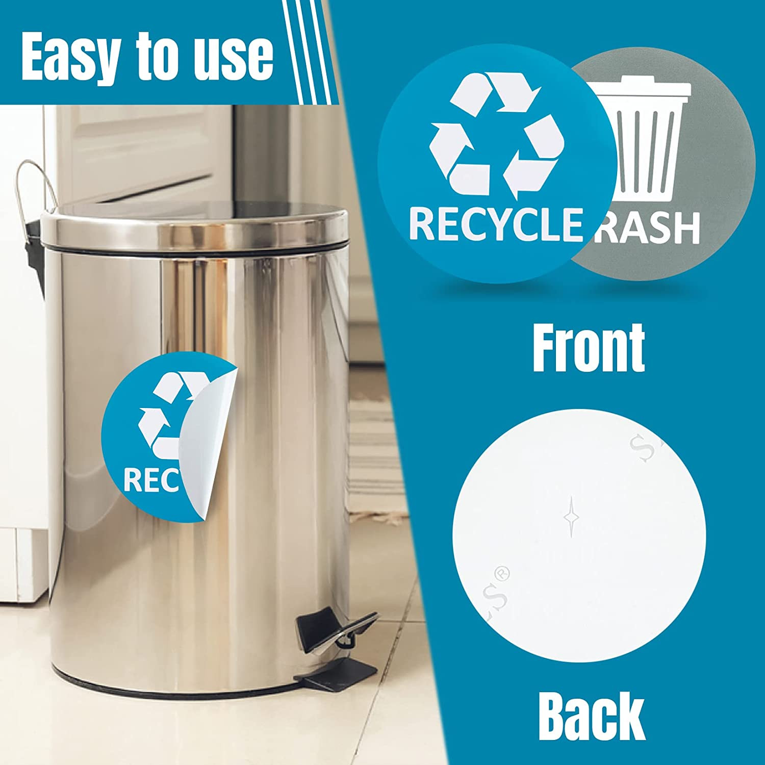 8 Pack for Trash Can Large Sign Garbage Recycling Sticker Reuse Recycle Vinyl P