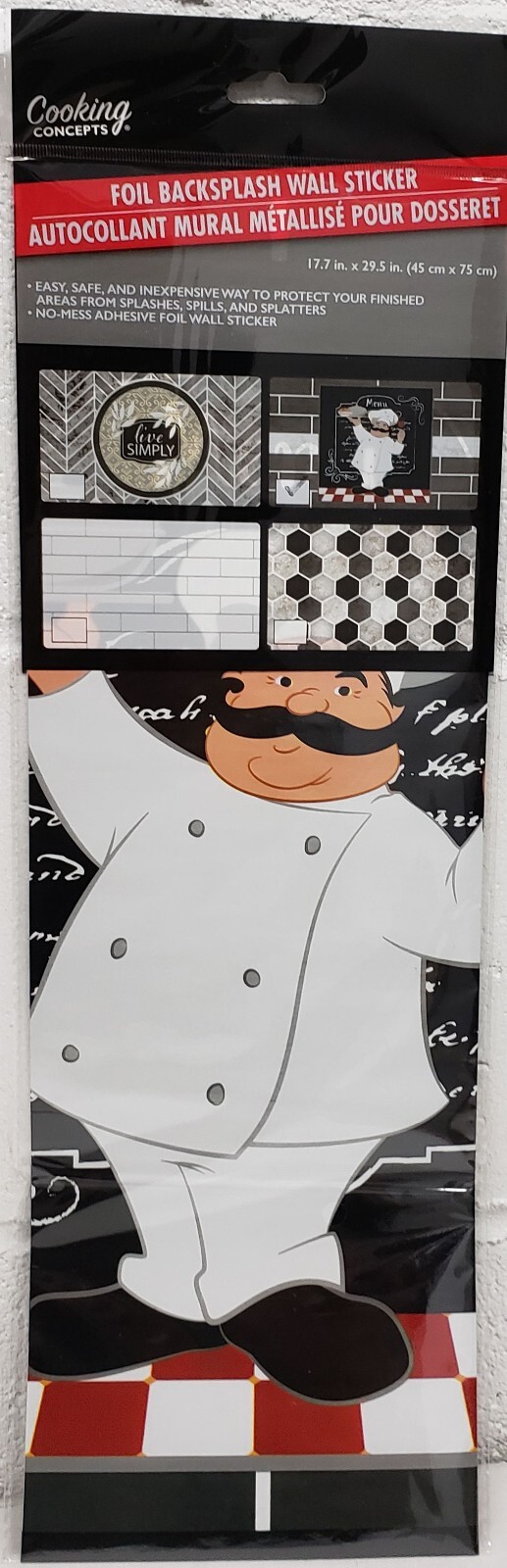 KITCHEN STOVE BACKSPLASH STICKER / WALL DECALl (30"x18") FAT CHEF, GR