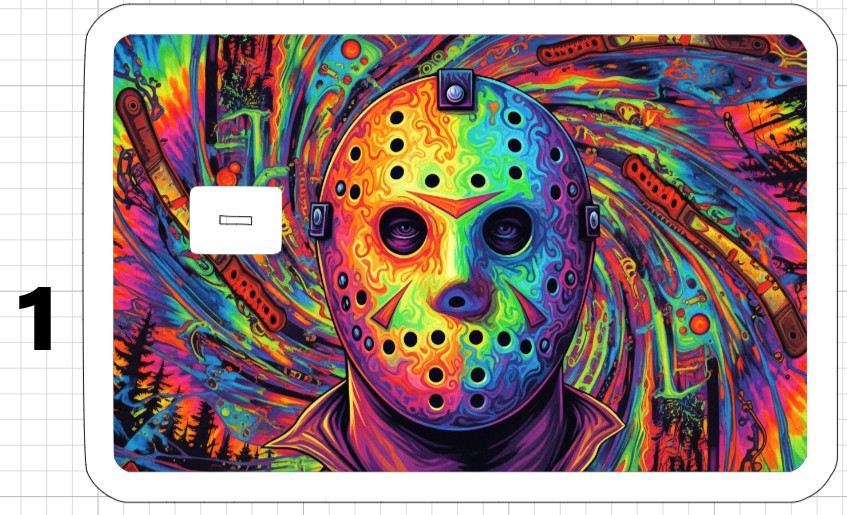 Jason Voorhees Psychedelic ATM Debit Credit Sticker Skin Halloween Horror 13th