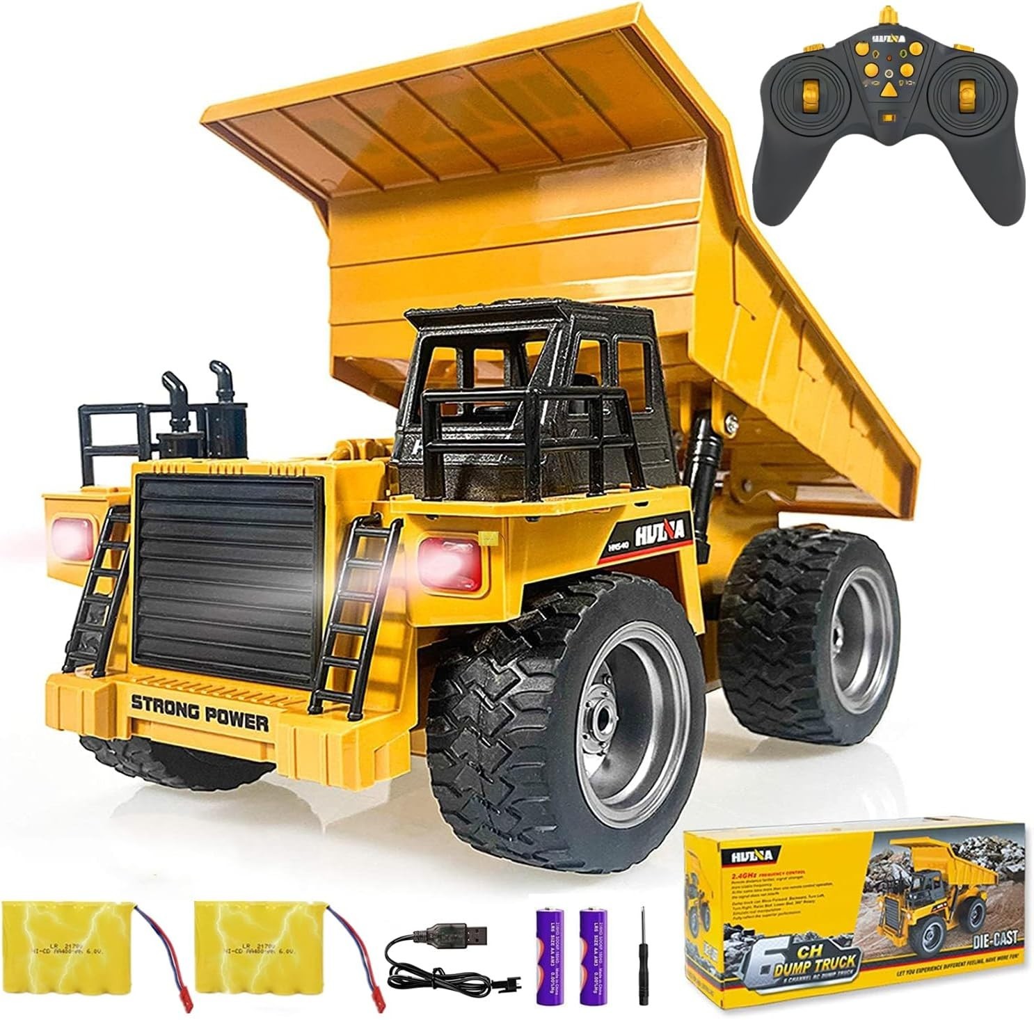 Remote Control Construction Dump Truck Toy 2.4G RC 6 Channel Bulldozer 4 Wheel D