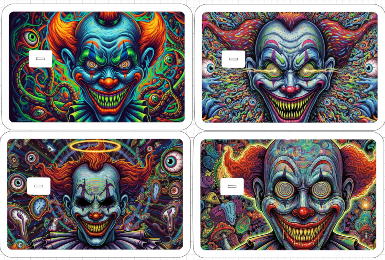 Acid Trip Demon Clown Credit Debit ATM Card Skin Sticker Trippy Gift Retro
