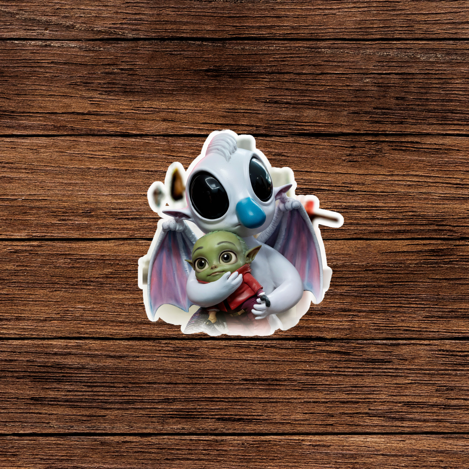 Cute Baby Yoda and Stitch Fantasy Creature Sticker – Vinyl Decal for Laptops, Wa