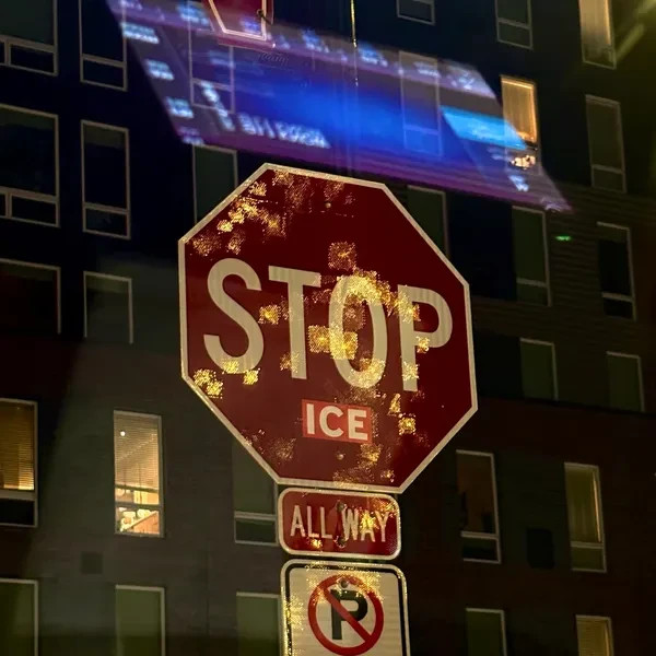 ICE Sticker That Happens to be the Same Shade of Red as a Stop Sign 3.5" x 7"