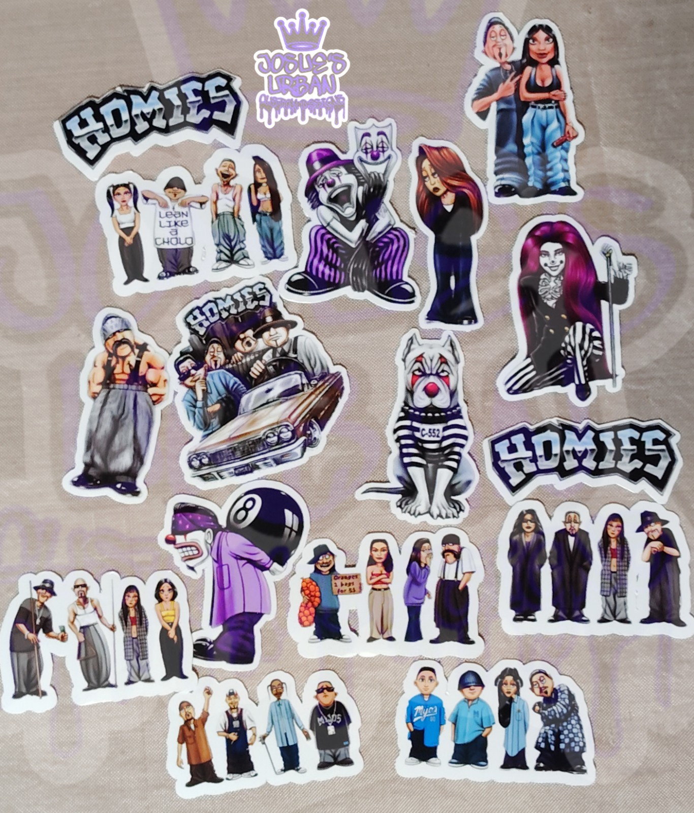 16pcs Homies Stickers Glossy Stickers