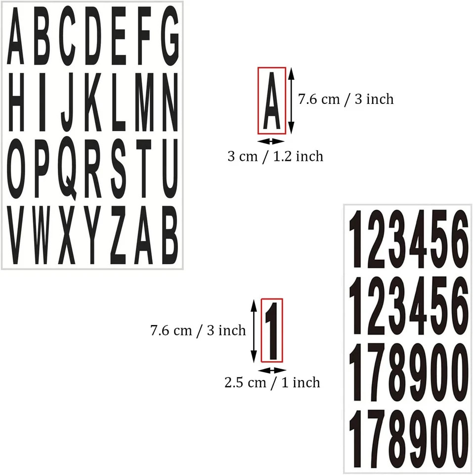 10 Sheets 3 Self-Adhesive Vinyl Numbers & Letters Stickers for Mailbox & Signs