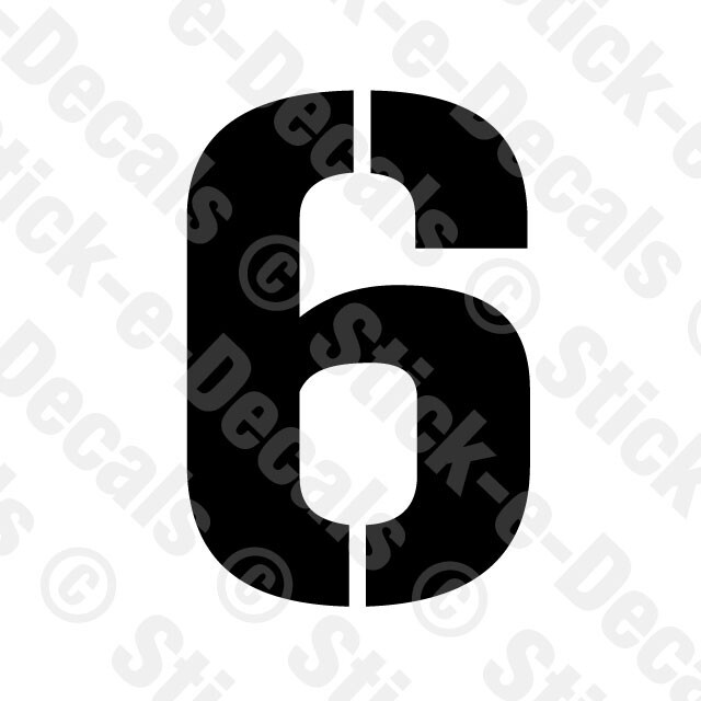 Number SIX 6 Vinyl Die Cut Decal Sticker – RACING NUMBER Custom Stencil GP