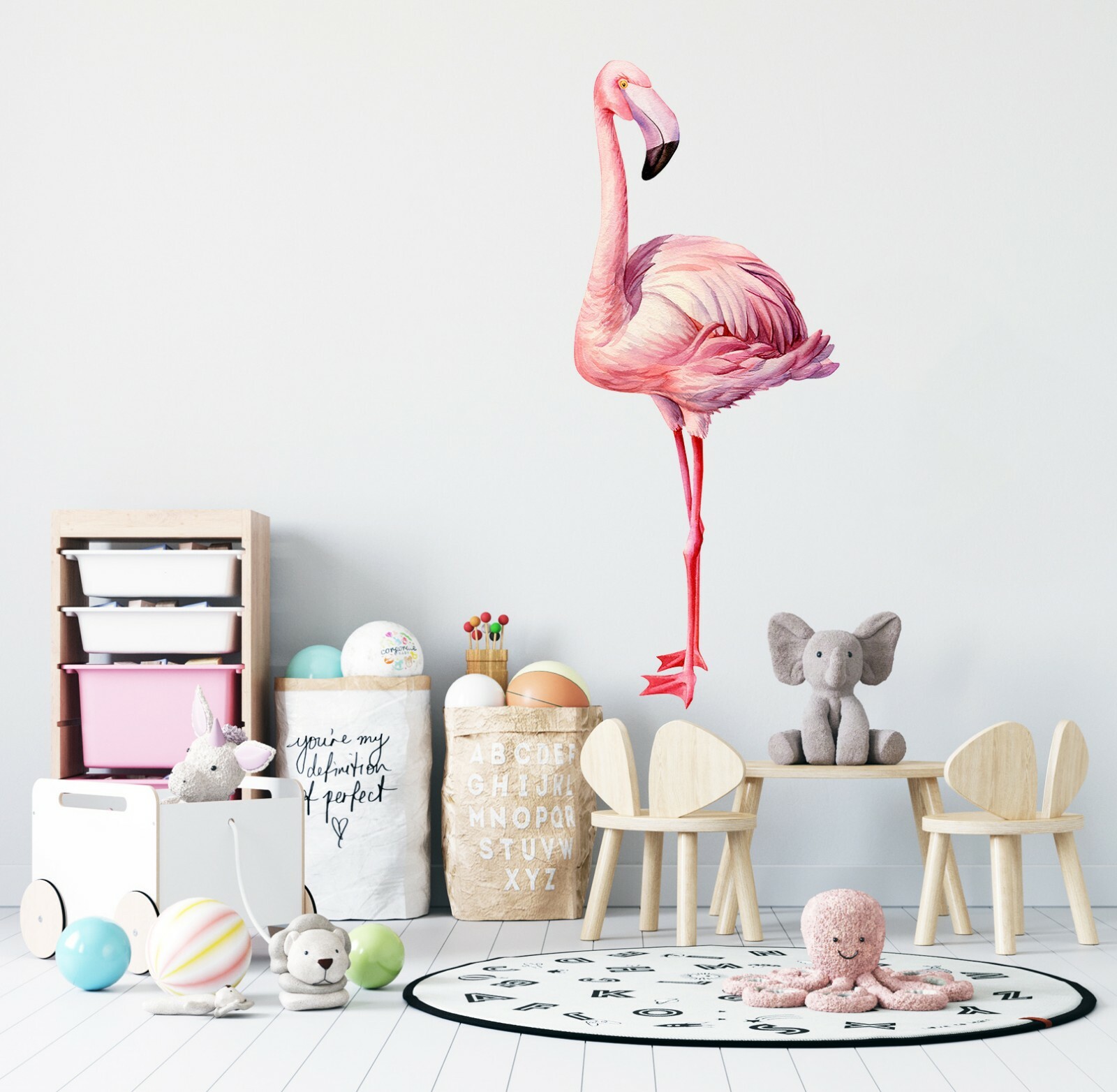 3D Pink Flamingo G461 Animal Wallpaper Mural Poster Wall Stickers Decal Honey