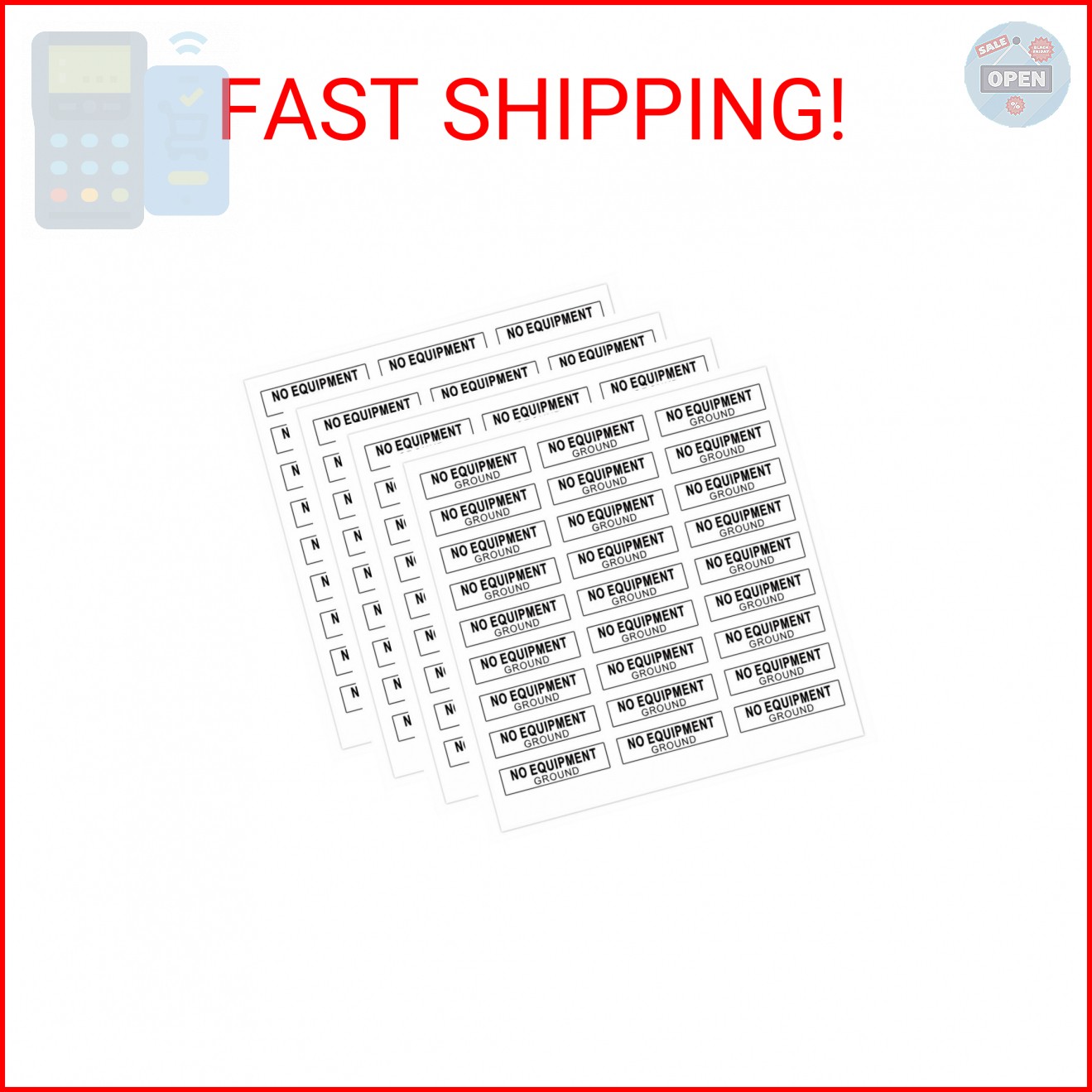 96Pcs NO Equipment Ground Protected Outlet Receptacle Stickers, Small 0.25 x 1.0