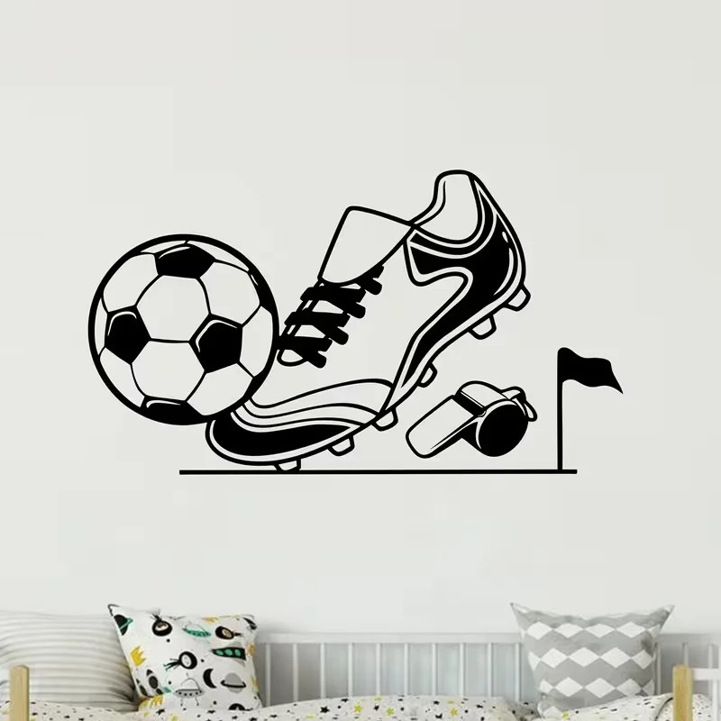 Contemporary Football & Sneakers Wall Decal Surface Installation Cartoon Pattern