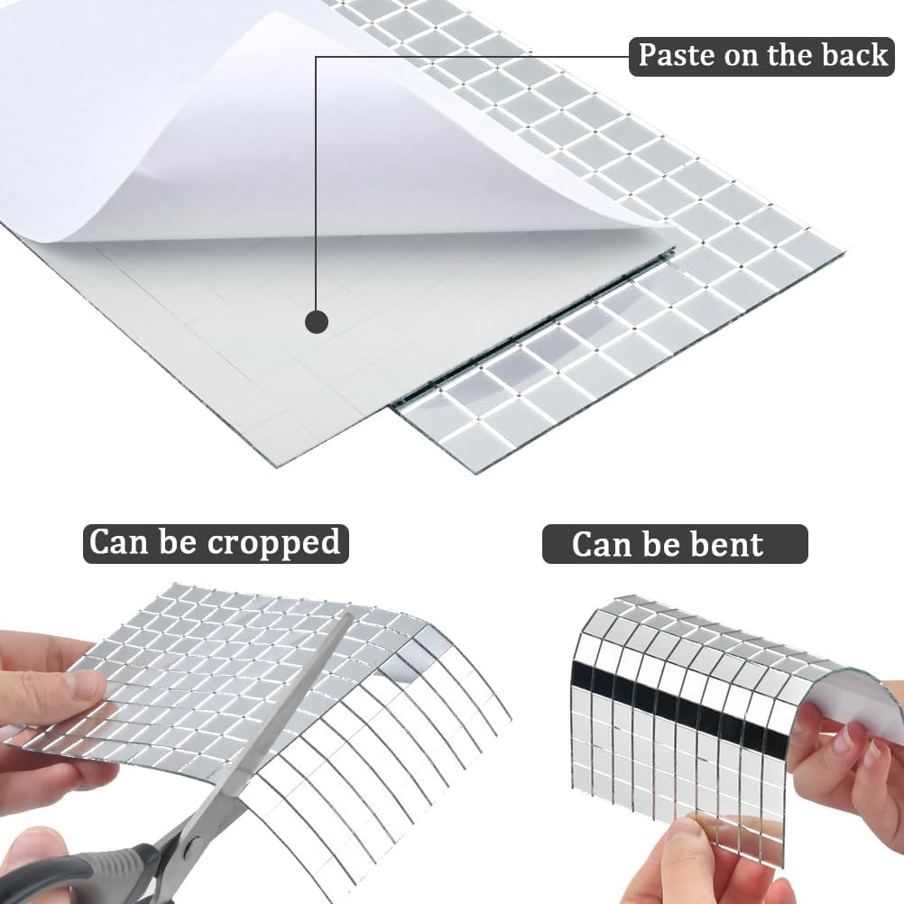 2250 PCS Disco Ball Tiles, 10 X 10 MM Self-Adhesive Disco Ball Stickers, Mosaic