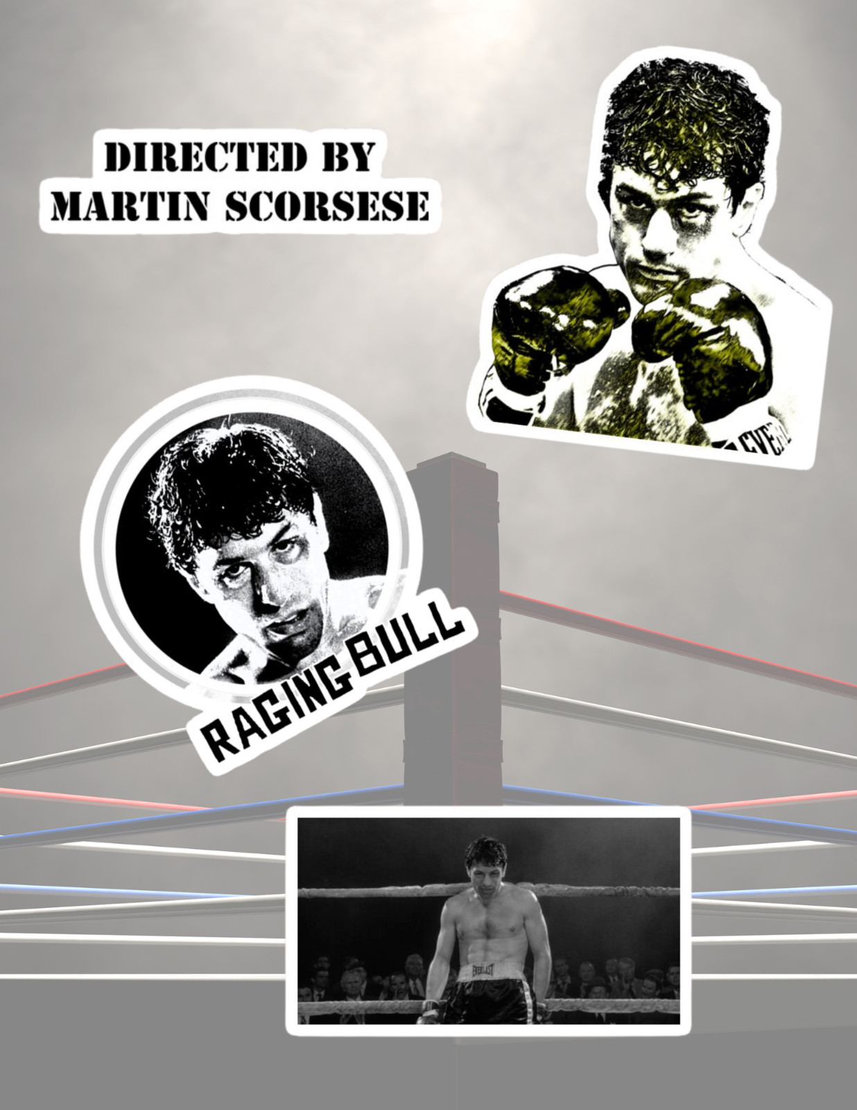 Raging Bull 80's Boxing Movie 4pc Sticker Pack