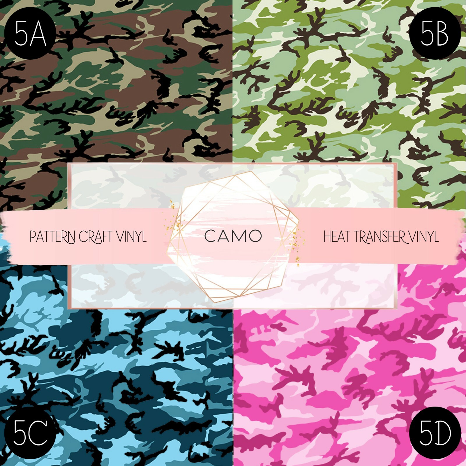 Camo Pattern Vinyl Siser HTV & Adhesive Craft Vinyl Oracal FREE SHIPPING