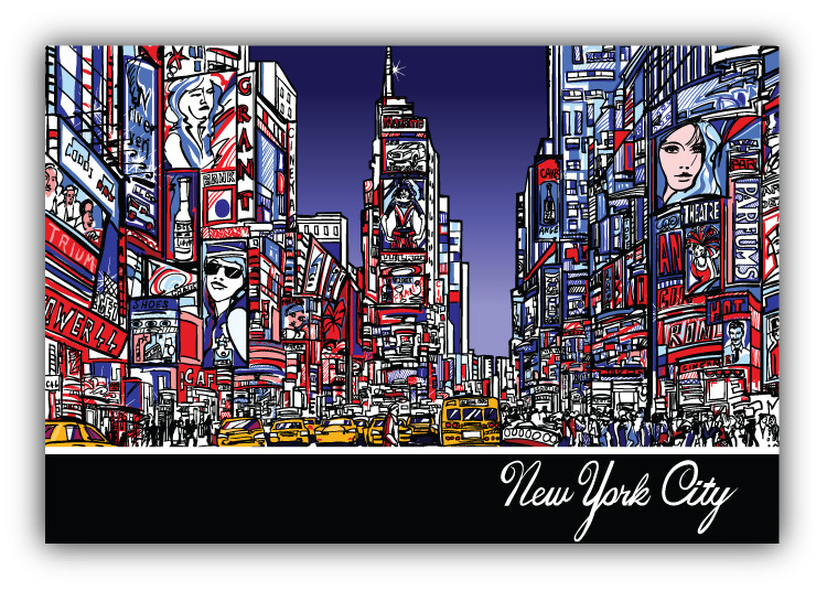 New York City View Sketch USA Car Bumper Sticker Decal – "SIZES"