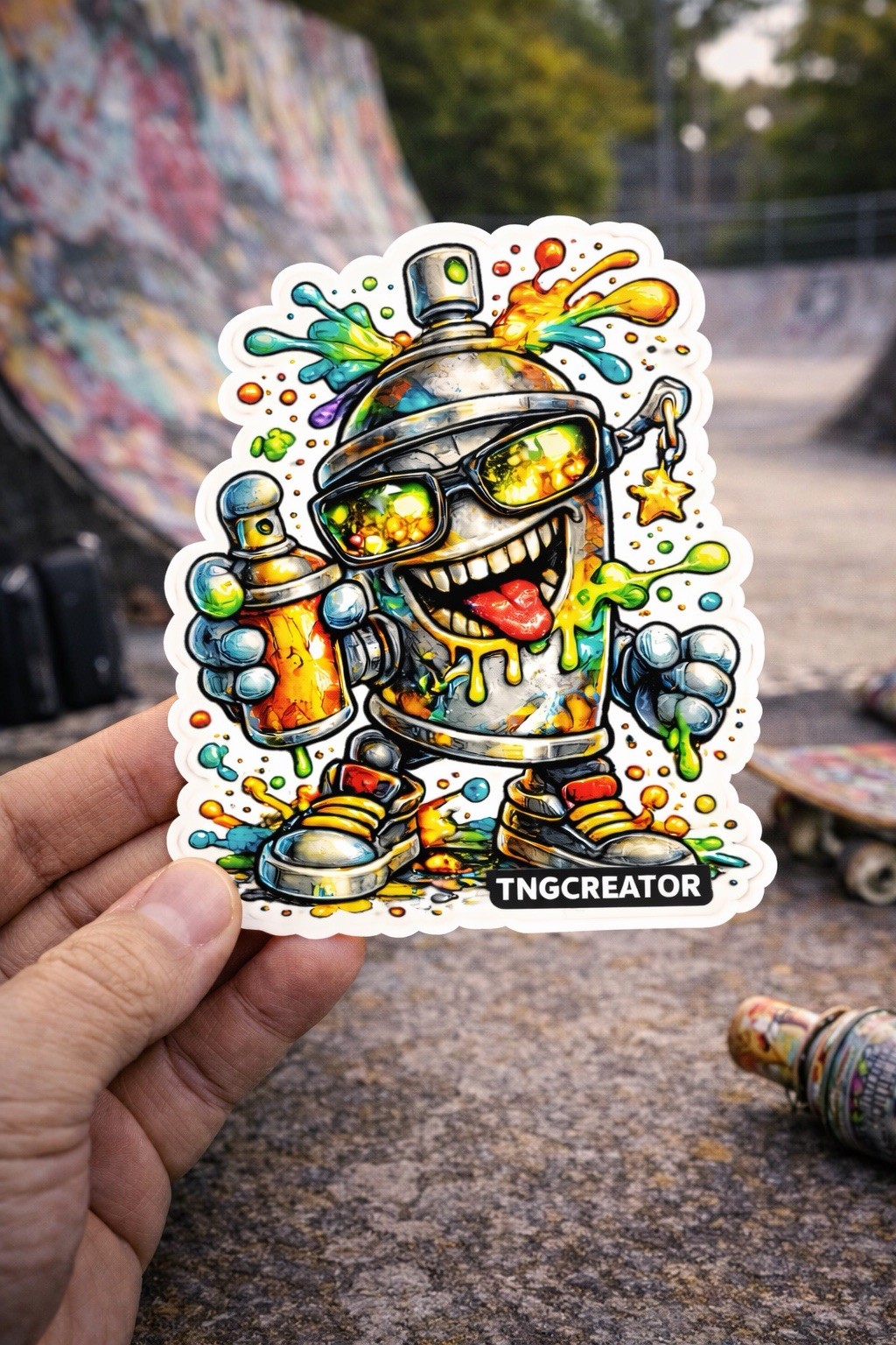 Graffiti Spray Can Character Sticker | Street Art Vinyl Decal | Urban Cartoon