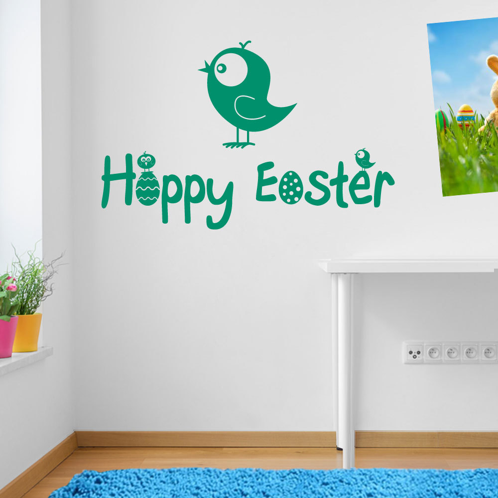 Happy Easter Chicks Birds Eggs Display Vinyl Window & Wall Decals Stickers A148