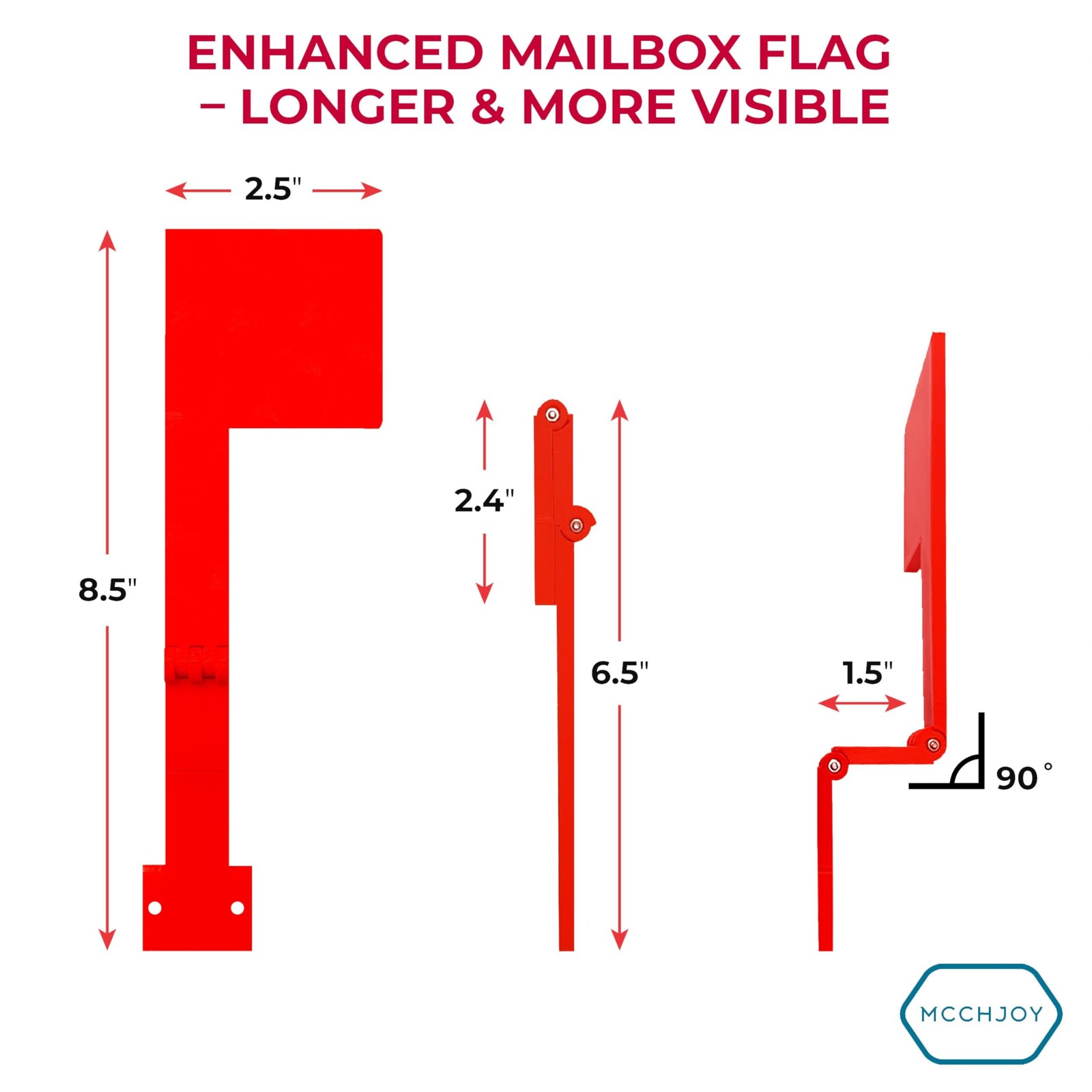 Wall Mount Mailbox Flag (Adhesive or Screw Installation) – Folding 180