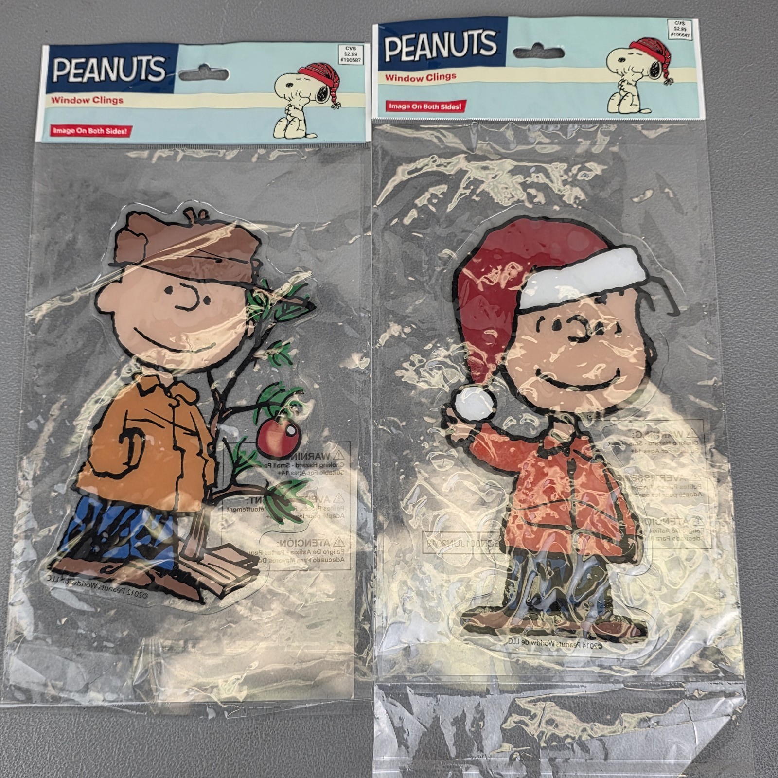 Peanuts Charlie Brown Christmas Window Clings Set of 2 Holiday Decor Reusable