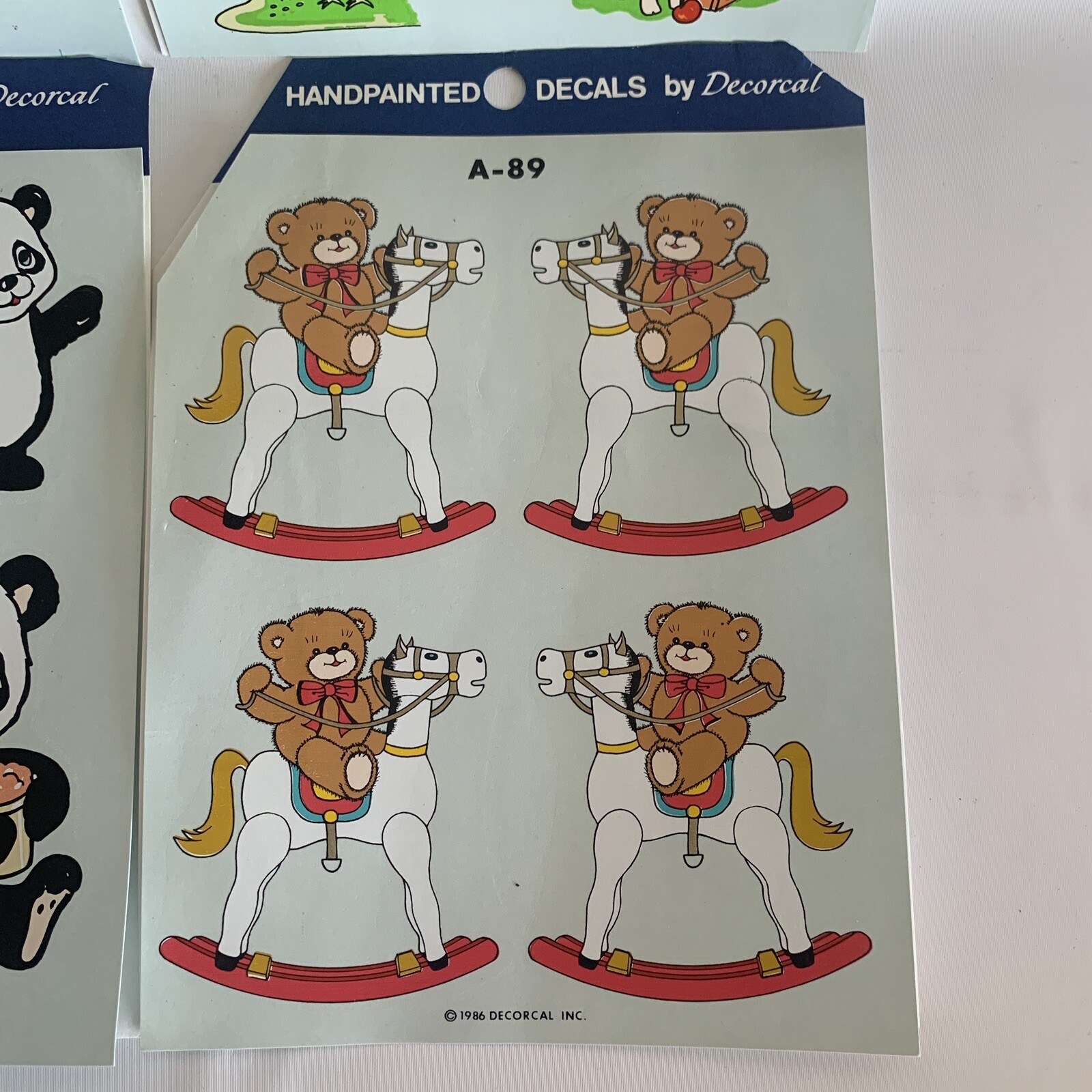 Vintage Hand Painted Decals Decoral Childrens Teddy Bears Panda Farm Animals LOT