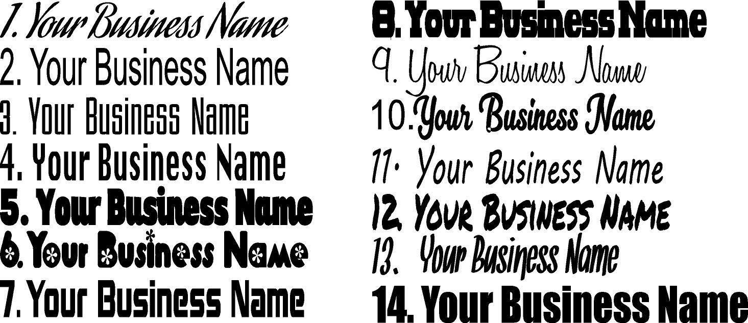 CUSTOM Business NAME TEXT Store Hours Business Decal stick vinyl for Description
